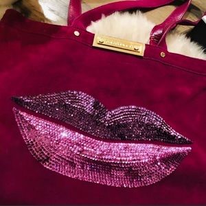 Tory Burch Tote Pink Suede Party Lips